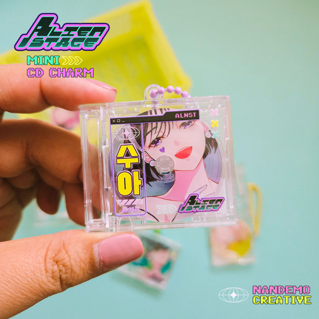 Alien Stage - Mini CD Charm Acrylic Keychain Trinket Y2K Aesthetic Openable Mini CD Case