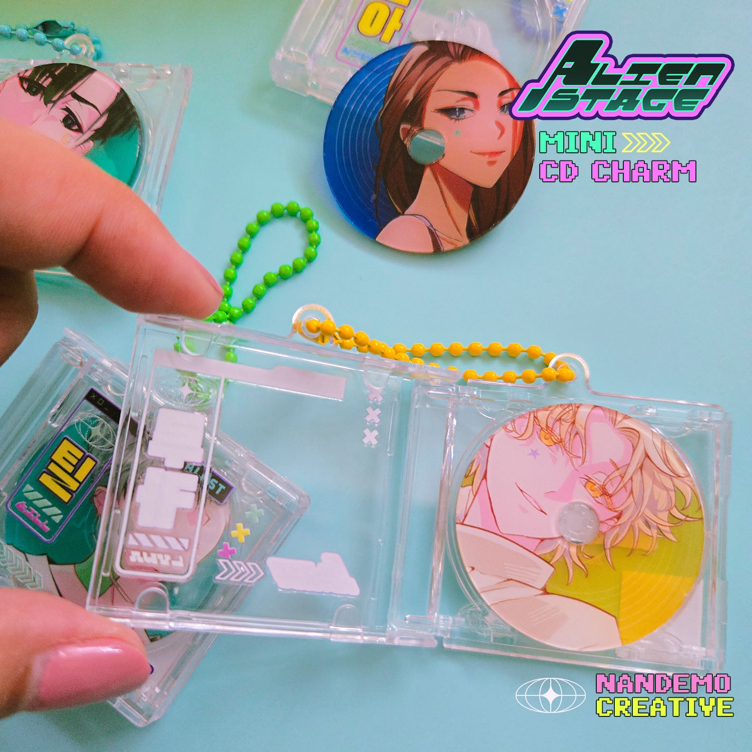 Alien Stage - Mini CD Charm Acrylic Keychain Trinket Y2K Aesthetic Openable Mini CD Case