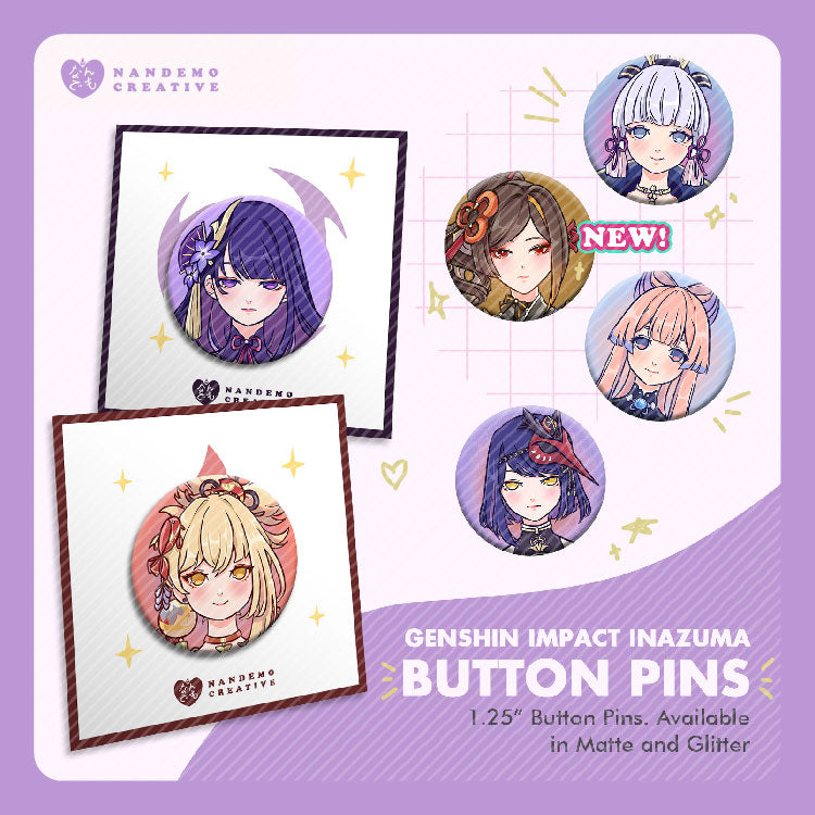 Genshin Impact Inazuma Matte Glitter 1.25 Button Pin