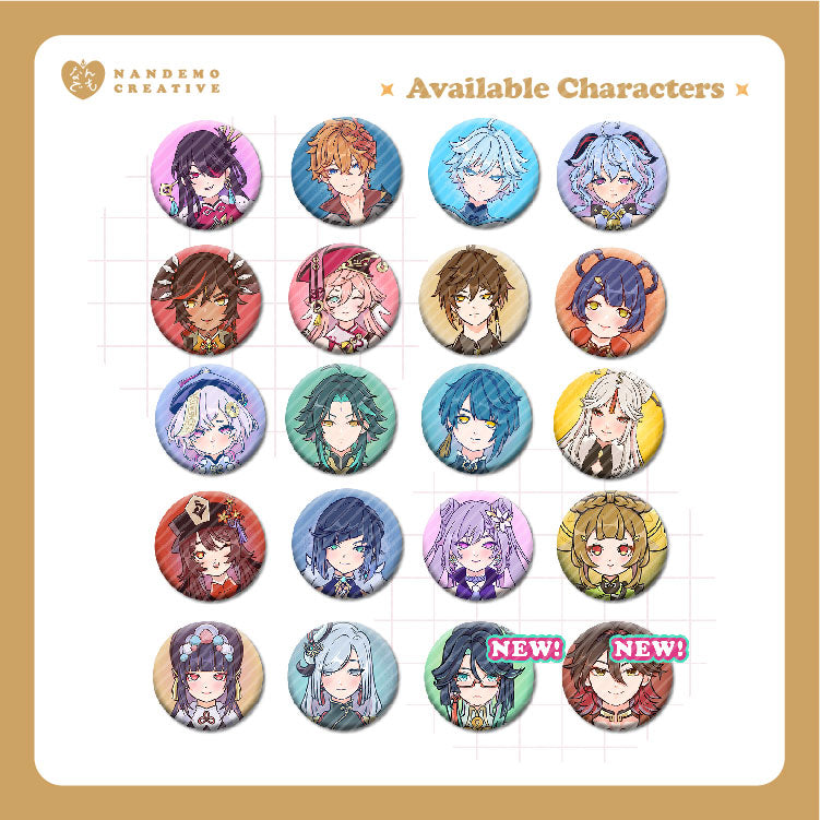 Genshin Impact Liyue Matte Glitter 1.25 Button Pins