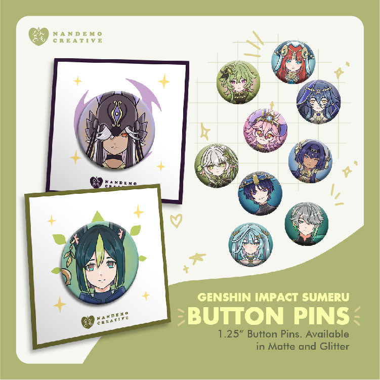 Genshin Impact Sumeru Matte Glitter 1.25 Button Pin