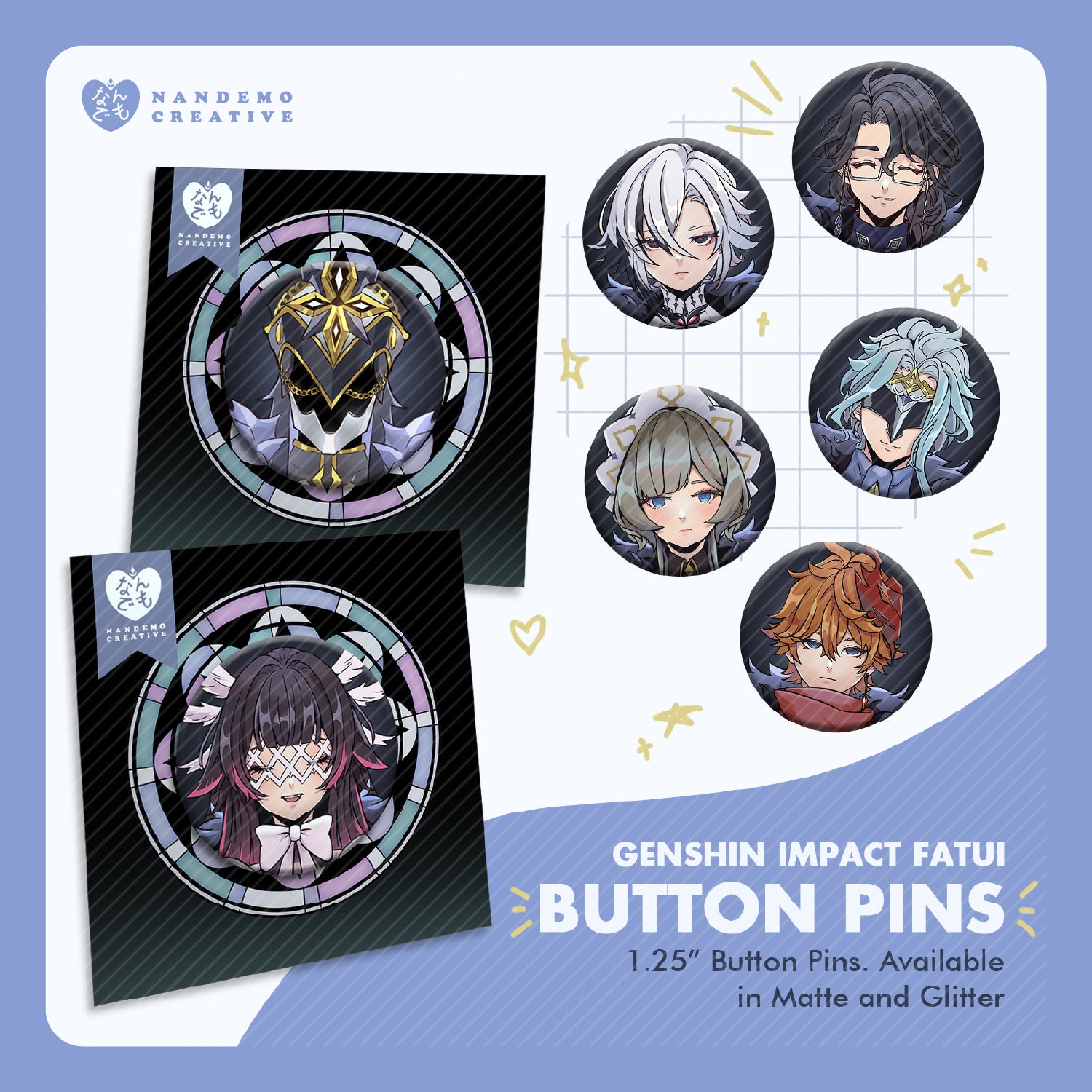 Genshin Impact Button Pins - Fatui Harbingers
