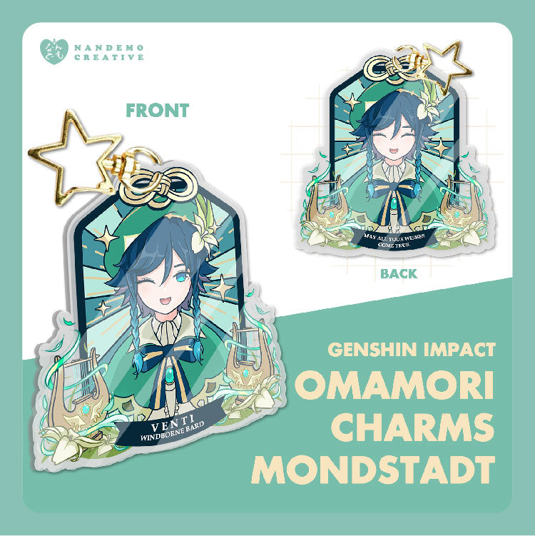 Genshin Impact Cute Omamori Japanese Goodluck Charms Mondstadt Keychain
