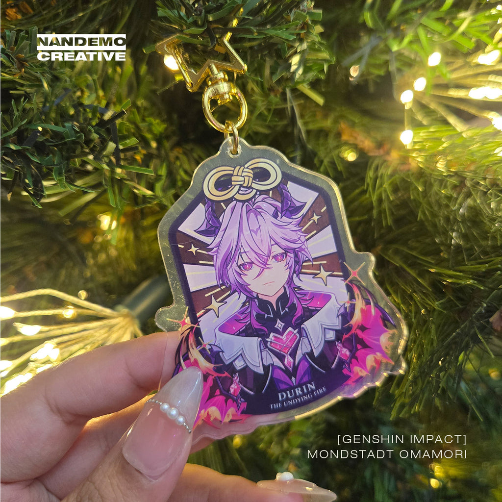 Genshin Impact Cute Omamori Japanese Goodluck Charms Nod Krai Characters Acrylic Keychain