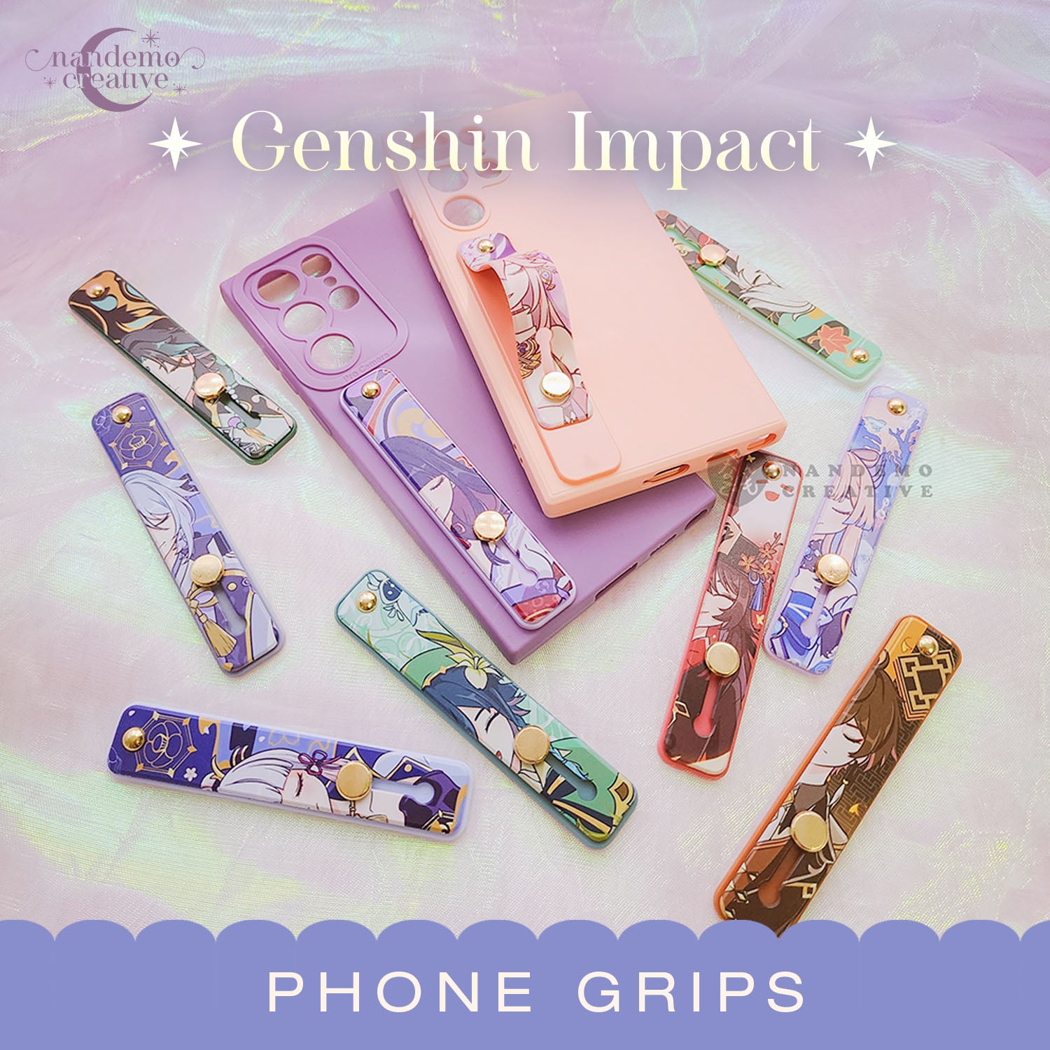Genshin Impact Flat Phone Grips - Universal phone grip