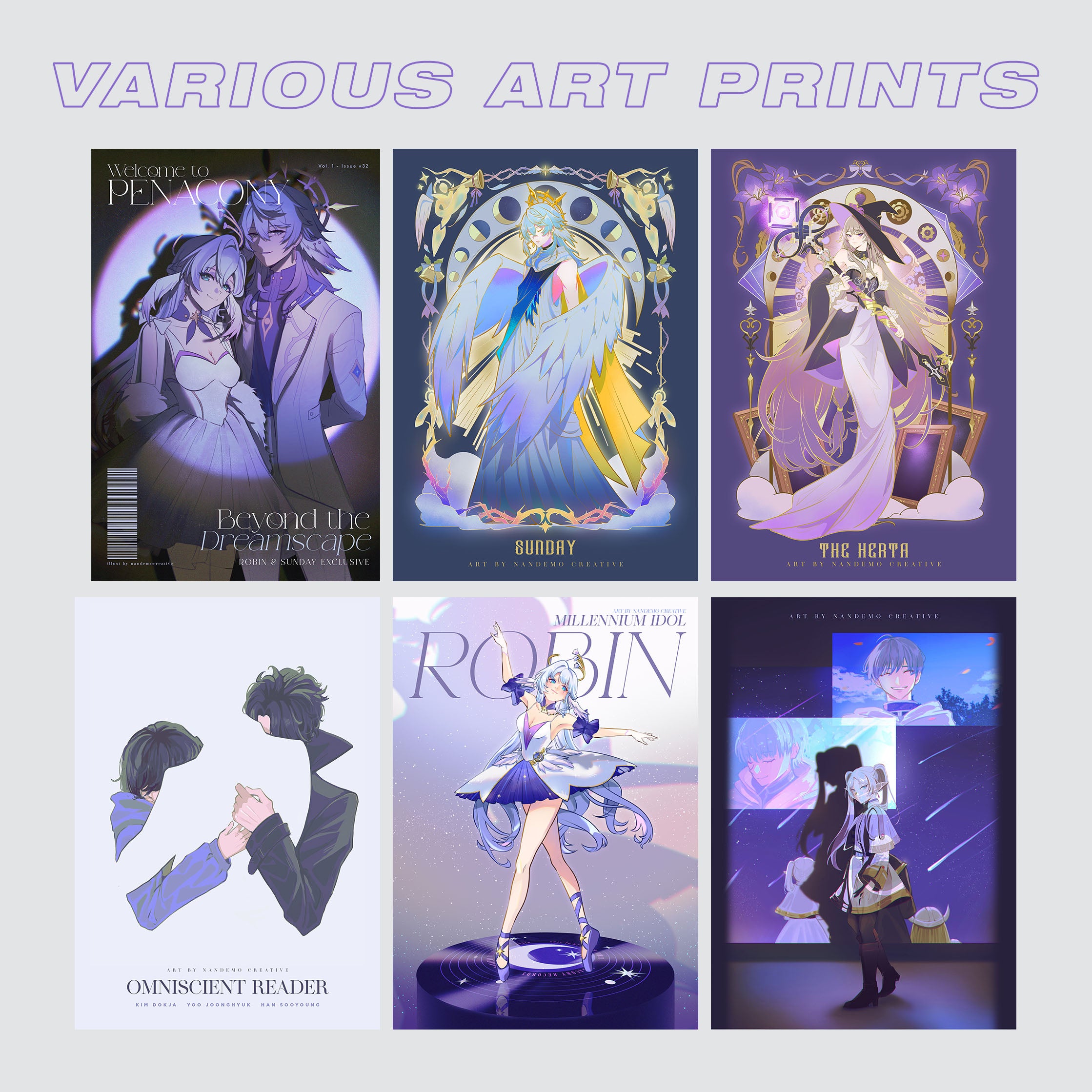 Genshin Impact HSR Frieren ORV Various Art Prints - A4