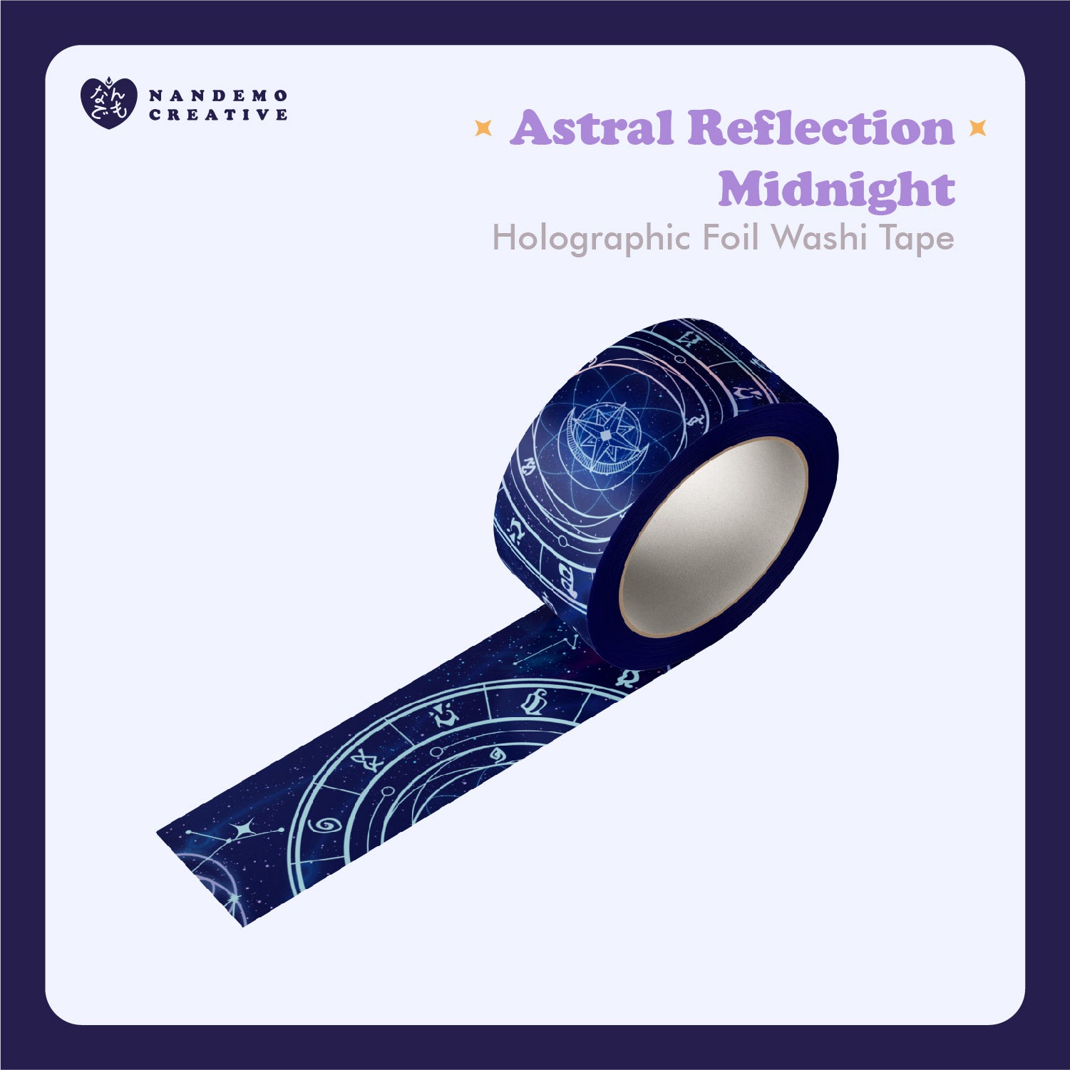 Astral Reflection Midnight Foil Washi Tape - Genshin Impact Mona Astrology Inspired Stationery